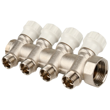 Коллектор Itap распределительный регулируемый, никелированная латунь с 4 выходами ART 465 3/4 х1/2 39363