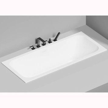 Salini Orlanda Axis Kit Встраиваемая ванна на ножках 170х75х60см., UpDown, сифон, интегрированный слив-перелив, материал: S-Stone, цвет: белый матовый. 103323M-6