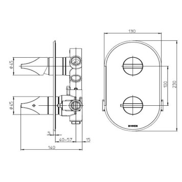 Bossini Apice Смеситель для душа, встраиваемый, термостатический, с переключателем на 2-5 положений, цвет: черный матовый-1