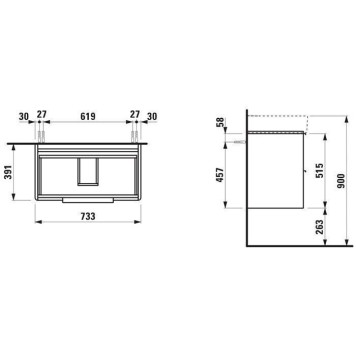 Laufen Base База с раковиной 73.5х39х53см., подвесная, с 2 ящиками, цвет: белый матовый-1