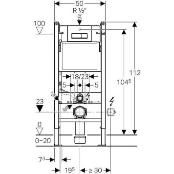 Модуль Geberit Duofix для подвесного унитаза, 112 см, с бачком Delta 12 см, клавиша Delta51, белый-1