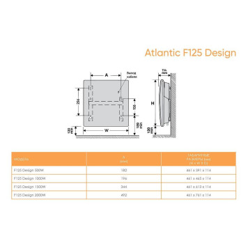 Конвектор электрический Atlantic F125 Design 2000W PLUG-3