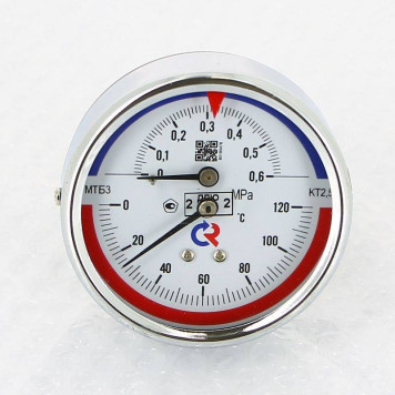 Термоманометр Росма ТМТБ- 31Т.1 63/6 (1/2 , 6 бар, 120 С, 2,5) аксиальный