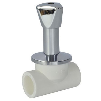 Клапан PP-R бел запорн хром Дн25х90гр Ру25 LUX РосТурПласт 14189