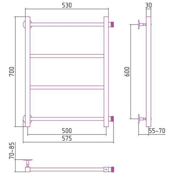 Стилье Версия-КБ Полотенцесушитель водяной 50x60h, цвет белый 12630-6050-2