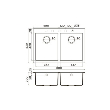 Omoikiri Bosen 80-2-CH Кухонная мойка Tetogranit 80x53 см, цвет: шампань 4993841-1
