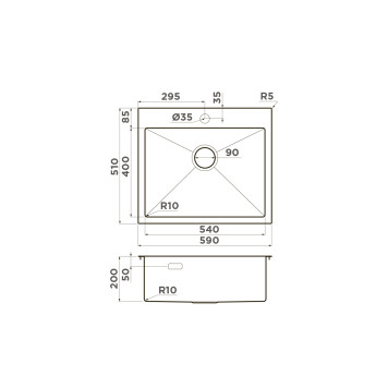 Omoikiri Akisame 59-GB Кухонная мойка нерж. сталь 59x51 см, цвет: графит 4997014-1