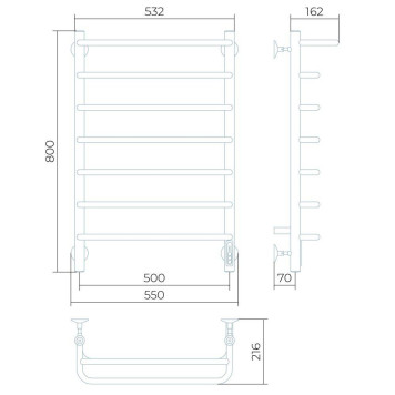 Полотенцесушитель электрический Larusso Стандарт с полкой П7 500х800-2