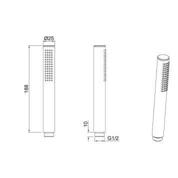 Allen Brau Priority Душевая лейка 2,5x2,5x18,8h см, цвет: черный 5.31020-31-3