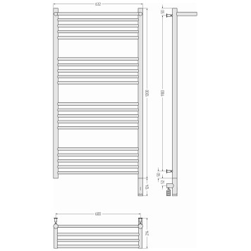 Сунержа Богема 3.0 с 1 п. Полотенцесушитель электр. 63,2x132,4h см, правое, мат. белый 30-5807-1260-3
