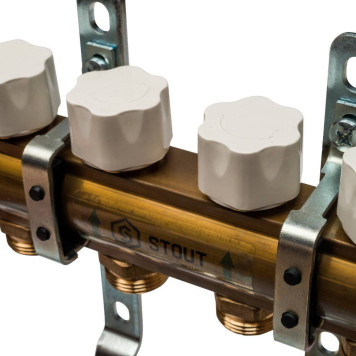 Распределительный коллектор STOUT из латуни без расходомеров 4 вых.-5