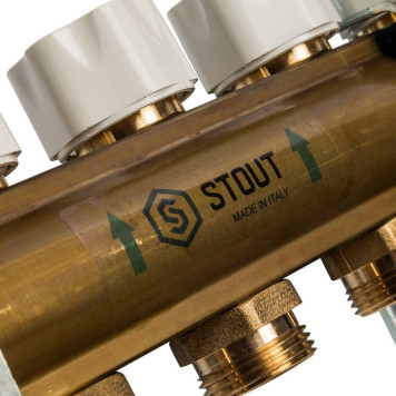 Распределительный коллектор STOUT из латуни без расходомеров на 5 выходов.-6