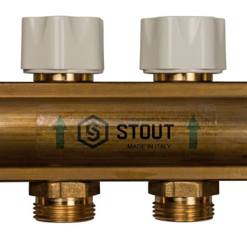 Распределительный коллектор STOUT из латуни без расходомеров на 6 выходов-7