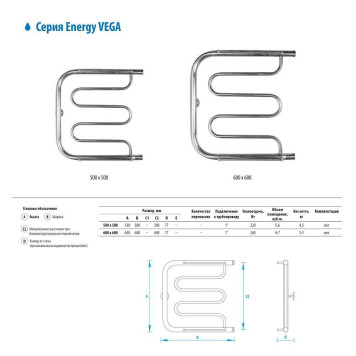 Водяной полотенцесушитель Energy Vega 600х600-4