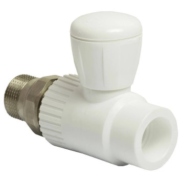 Кран шаровой THERMOLIGHT американка PP-R прямой 25х3/4 белый