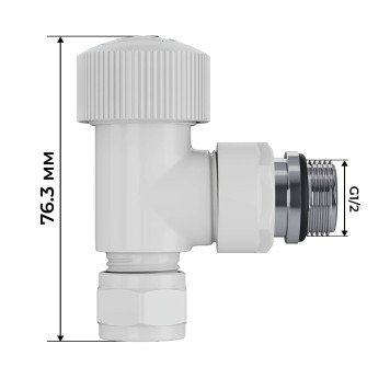 Набор термостатический угловой Royal Thermo Design Pro 15мм М30х1,5 (Белый)-3