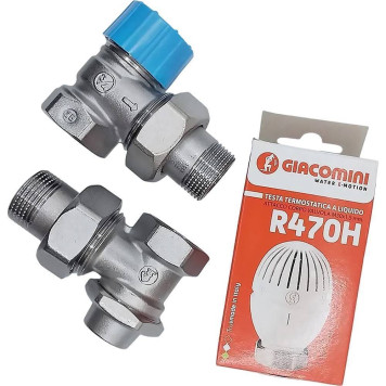 Комплект термостатический Giacomini с увеличенным проходом 3/4 угловой, R470FX054-4