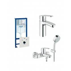Комплект для ванной комнаты GROHE Eurostyle Cosmopolitan: смесители, душ и инсталляция (124183)