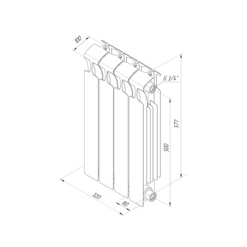 Rifar Monolit 500 4 секций, боковое подключение (сапфир)-4