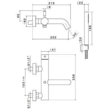 Newform X-STEEL 316 Смеситель для ванны с ручным душем, кронштейном, шланг: 150 см, цвет: PVD Brushed gun metal. 69640CX.59.064-1