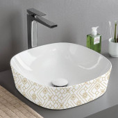 Artceram Ghost Раковина Oslash;42 см, без отв., без перелива, на столешницу, цвет: белый глянцевый, декор: El moro. GHL001 01 90 акция