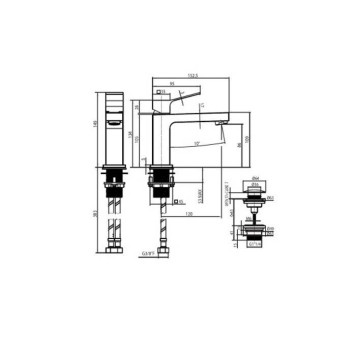 Bossini Aki Line Смеситель для раковины AKI-M с донным клапаном 1 rdquo;1/4 и гибкая подводка из нерж. стали 3/8 rdquo;., цвет: хром-1