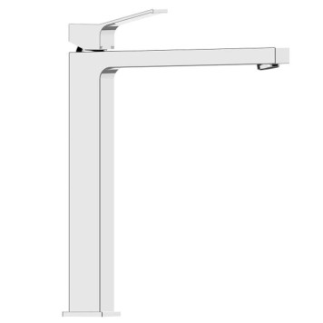 Bossini Aki Line Смеситель для раковины AKI-T высокий с донным клапаном 1 rdquo;1/4 и гибкая подводка из нерж. стали 3/8 rdquo;., цвет: хром