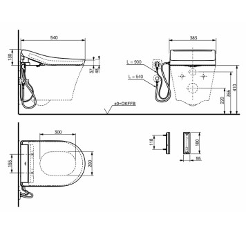 TOTO GP Унитаз подвесной 54x38x33.5cм, TORNADO, смыв 4,5л, CeFiONtect, c cиденье-вошлет, цвет: белый. CW553Y, TCF34120GEU-5