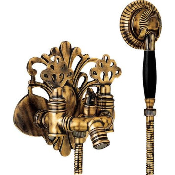 102202001EX OTTOMAN смеситель для ванны с душевым комплектом антик лак 102202001EX