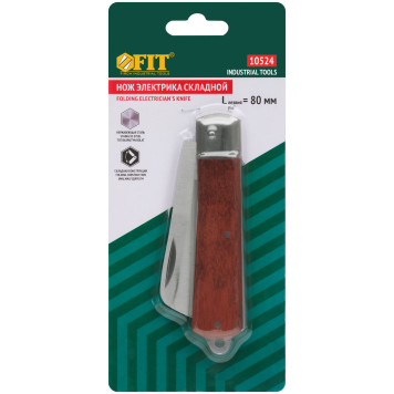 Нож электрика складной нержавеющий Профи, прямое лезвие 90 мм, деревянная ручка-2