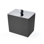 3SC Mood Black Баночка универсальная, 10х10х7 см, с крышкой, настольная,  композит Solid Surface, цвет: чёрный матовый/хром . MN48ASL