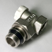 Вентиль обратный угловой быстрого монтажа НВ 1/2 с разъёмным соединением, никелированный