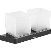 Держатель с двумя стаканами (стекло) TD 220.20 черный X07P558