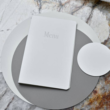 ADJ Плейсмат 30см., круглый, натуральная кожа, цвет: белый/панна котта-1