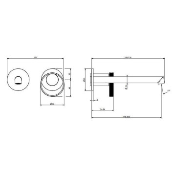 Gessi Anello Смеситель для раковины, встраиваемый, излив 19.4-21.4см., внешняя часть, цвет: хром-1