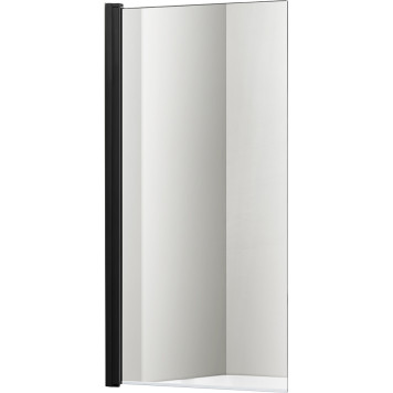 AQ DEL SBA 08015BL Шторка на ванну, одноэлементная, поворотная 800X1500 профиль черный, стекло прозрачное AQ DEL SBA 08015BL