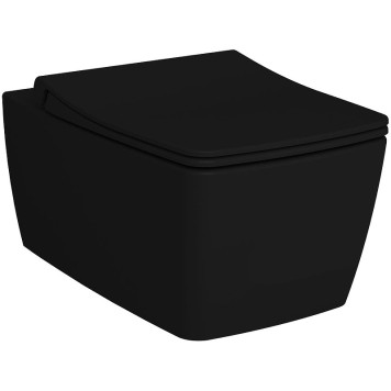 7672B083-0101 Metropole безободковый подвесной унитаз, цвет матовый чёрный (НУЖНА КРЫШКА 122-083-009) 7672B083-0101