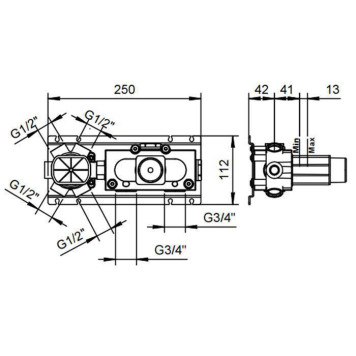 Fantini Внутренняя часть термостатического смесителя для душа, переключатель на 4 источника, 3/4 apos;-1