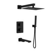 AQM8412MB Savona Набор с терм. для компл. ванны с изливом, верхним и ручн. душем, цвет черный мат AQM8412MB