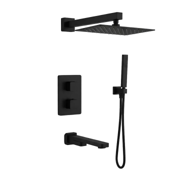 AQM8412MB Savona Набор с терм. для компл. ванны с изливом, верхним и ручн. душем, цвет черный мат AQM8412MB