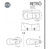 Kerasan Retro Ванна new отдельностоящая, 170х77/66см, глубина ванны 44,5см, цвет: белый, ножки золото