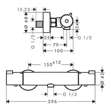 Hansgrohe Ecostat 1001 Термостат настенный для душа, на 1 источника, цвет: хром-1