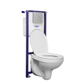 138164S0000B0 Пэк Альфа комфорт (подвес. унитаз с сиденьем полипр. SC, инсталляция, панель хром. глянец) 1.3816.4.S00.00B.0