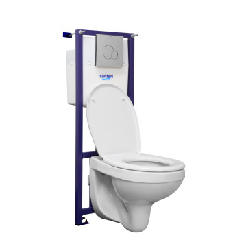 138164S0000B0 Пэк Альфа комфорт (подвес. унитаз с сиденьем полипр. SC, инсталляция, панель хром. глянец) 1.3816.4.S00.00B.0