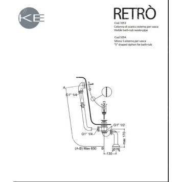 Kerasan Retro Ванна new отдельностоящая, 170х77/66см, глубина ванны 44,5см, цвет: белый, ножки золото-2