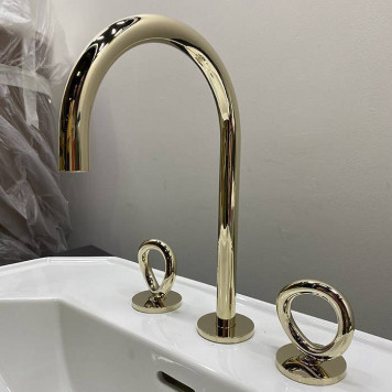 THG Collection O Смеситель для раковины, 3 отв., с донным клапаном, цвет: Soft gold-6