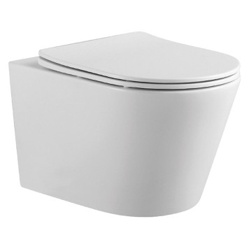 AQ1905-00 ВЕГА Унитаз подвесной безободковый 525360320мм, тонкое сиденье с механизмом плавного закрывания, крепеж AQ1905-00