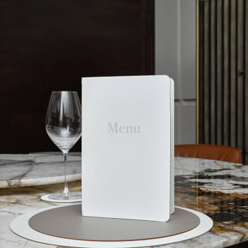 ADJ Плейсмат 30см., круглый, натуральная кожа, цвет: белый/панна котта-3