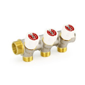 Коллектор НВ 1 х 3 вых 1/2 универсальный, с вентилями, никель