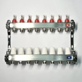 Колл.группа 1 х 8 вых 3/4 с расходомерами и термостатическими вентилями без конц, нерж. сталь